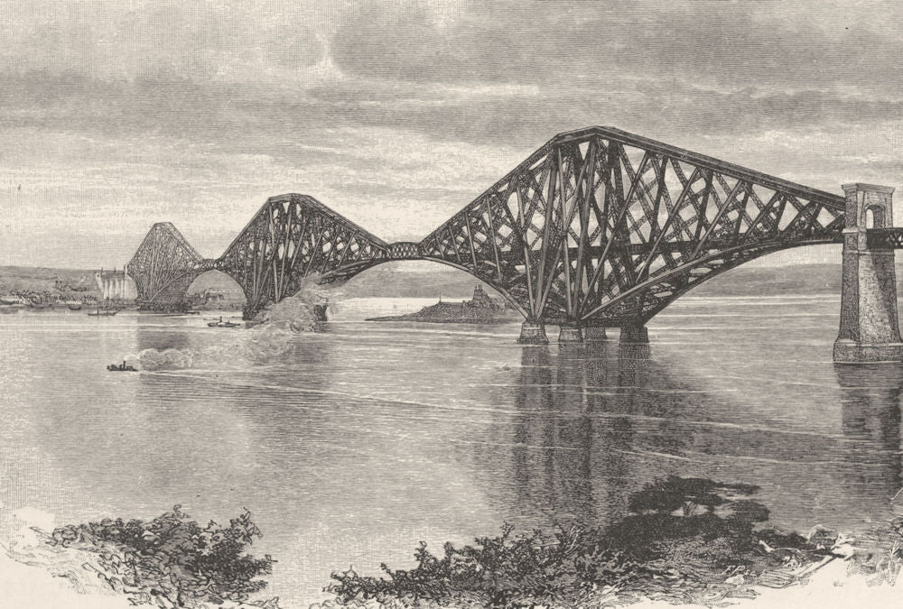 SCOTLAND. Forth Bridge, from the South- west 1901 old antique print picture